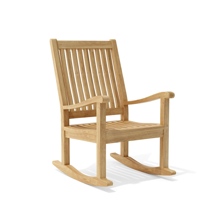 Natural Teak Solid Wood Rocking Armchair
