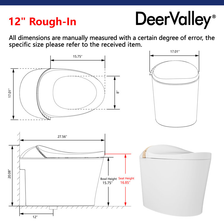 White Elongated Free Standing High Efficiency Smart Toilet