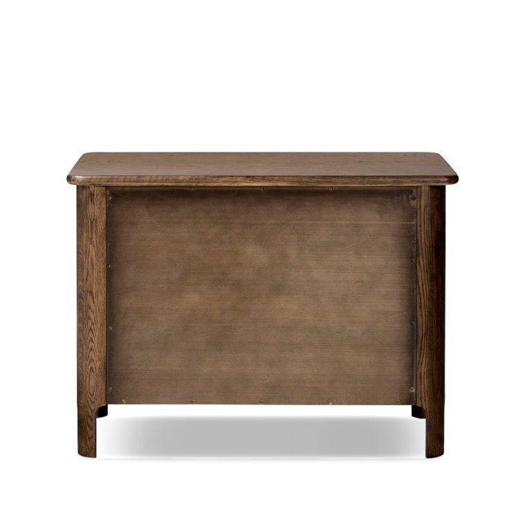 Aged Oak 2-Drawer Nightstand with Gunmetal Pulls