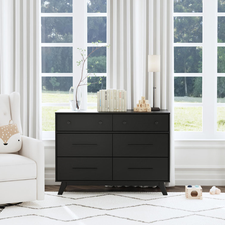 Ebony Mid-Century Modern 6-Drawer Nursery Dresser