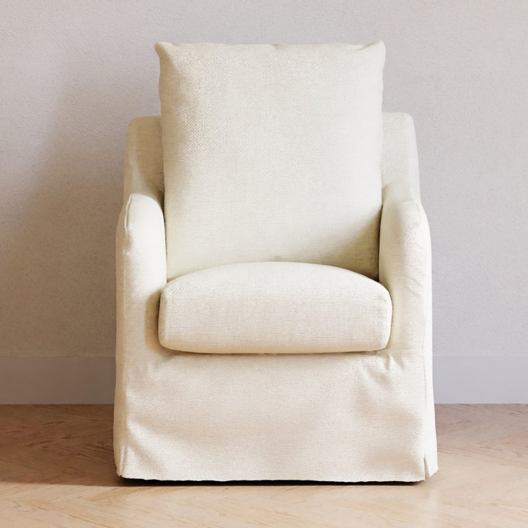 Ivory Eco-Linen Swivel Rocker with Removable Slipcover