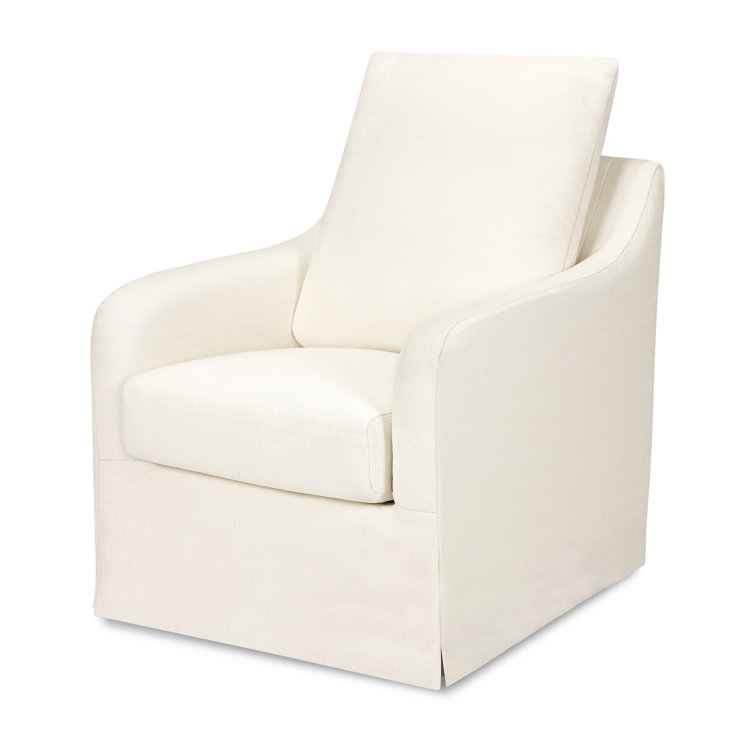 Ivory Eco-Linen Swivel Rocker with Removable Slipcover