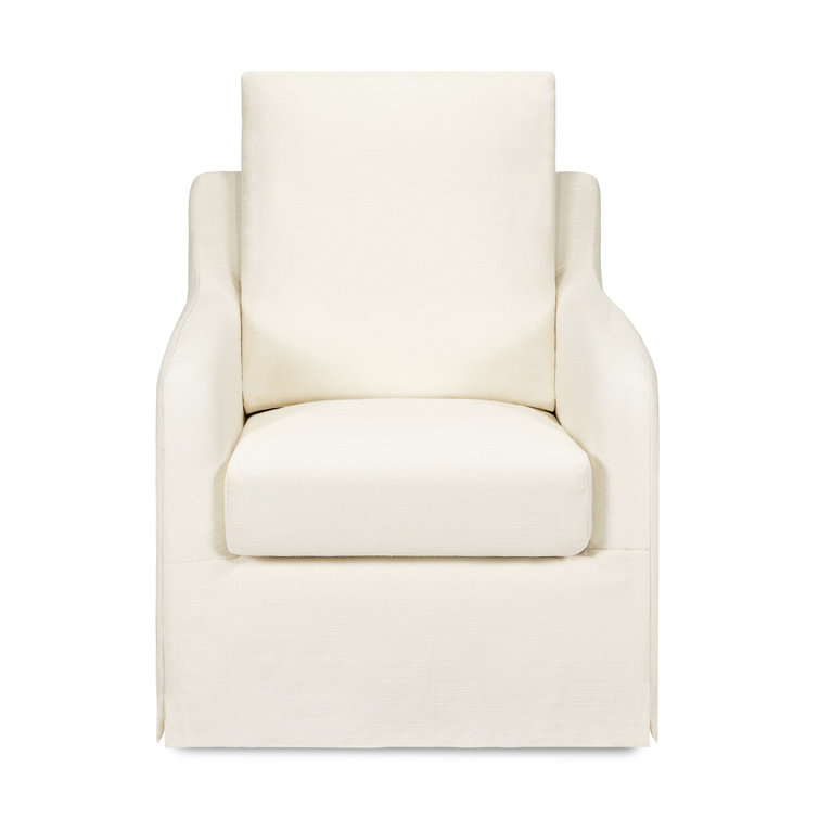 Ivory Eco-Linen Swivel Rocker with Removable Slipcover