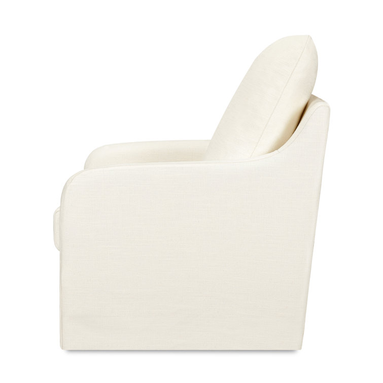 Ivory Eco-Linen Swivel Rocker with Removable Slipcover