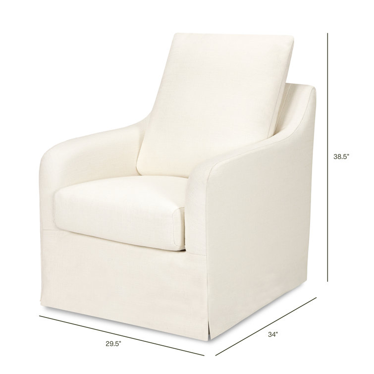 Ivory Eco-Linen Swivel Rocker with Removable Slipcover