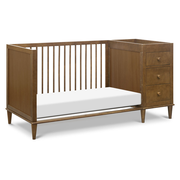 Walnut Convertible 3-in-1 Crib and Changer Combo