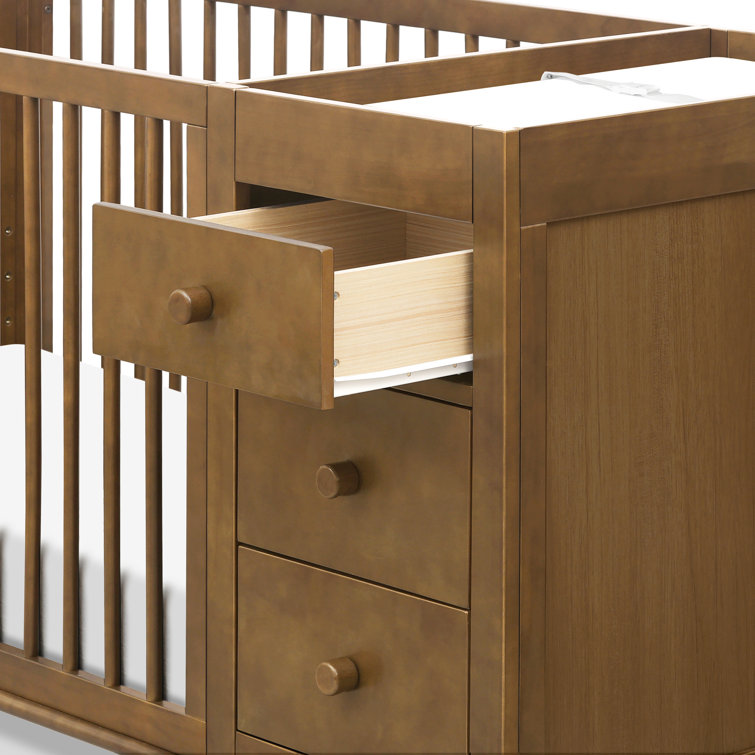 Walnut Convertible 3-in-1 Crib and Changer Combo