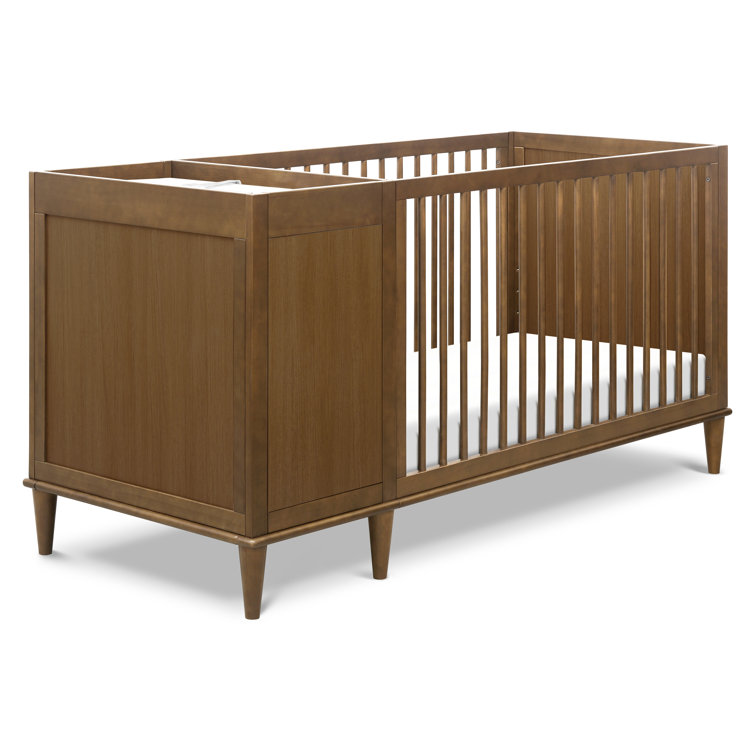 Walnut Convertible 3-in-1 Crib and Changer Combo