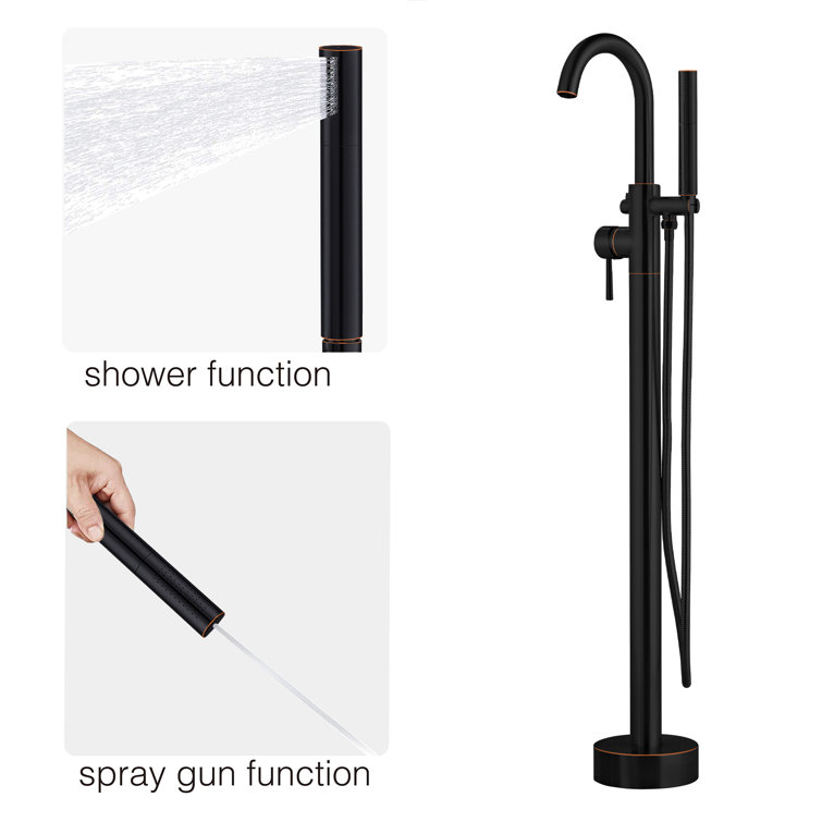 Oil Rubbed Bronze Freestanding Tub Filler with Hand Shower