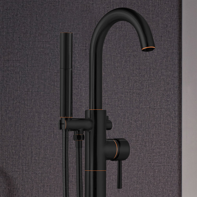 Oil Rubbed Bronze Freestanding Tub Filler with Hand Shower