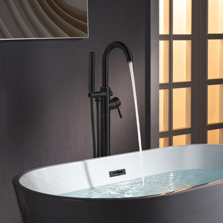 Oil Rubbed Bronze Freestanding Tub Filler with Hand Shower