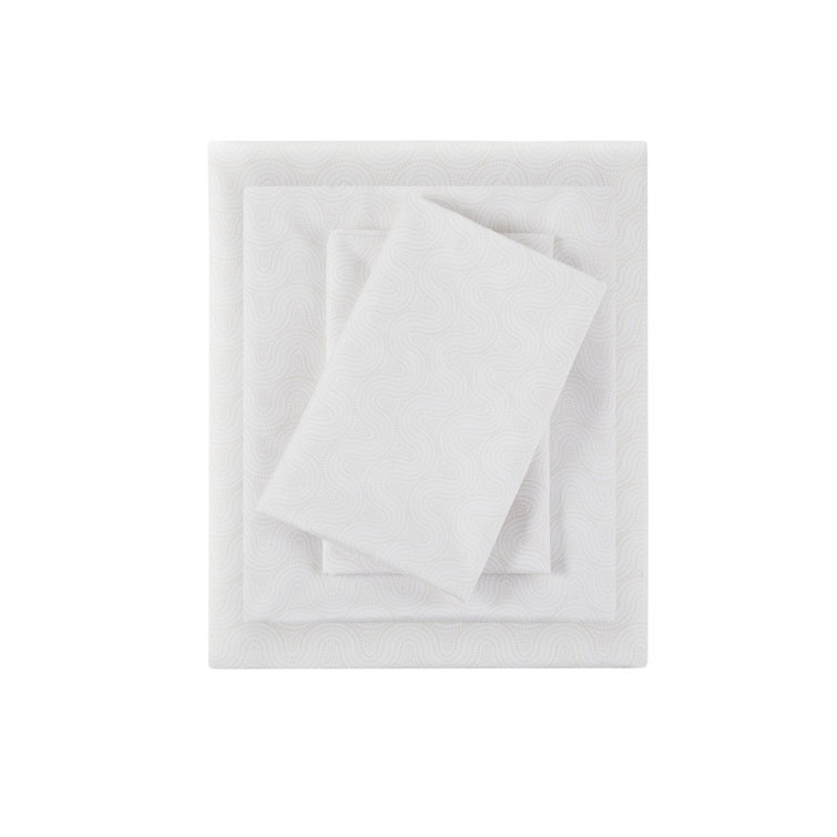 Twin Beige Dotted Arches Organic Cotton Microfiber Sheet Set