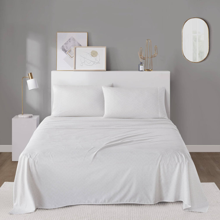 Twin Beige Dotted Arches Organic Cotton Microfiber Sheet Set