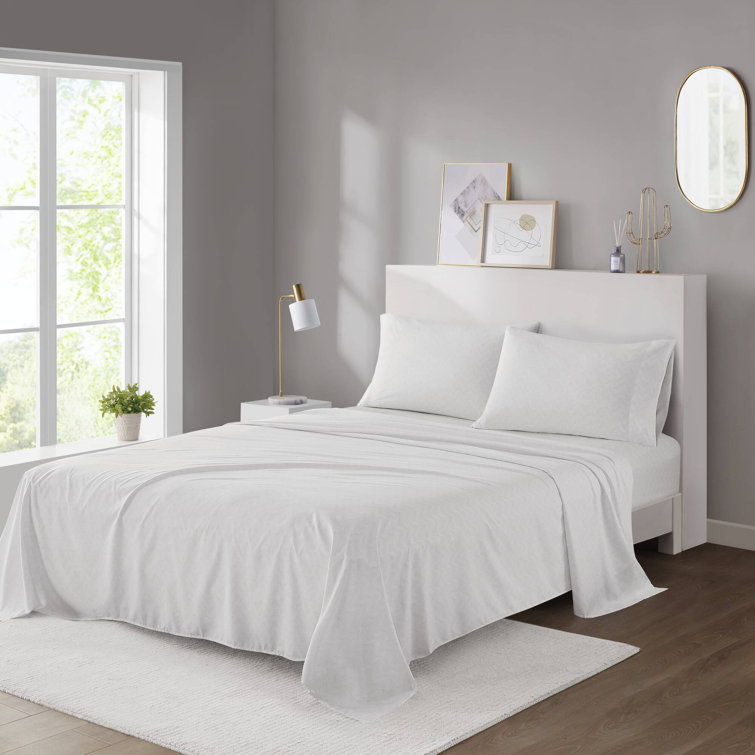 Twin Beige Dotted Arches Organic Cotton Microfiber Sheet Set