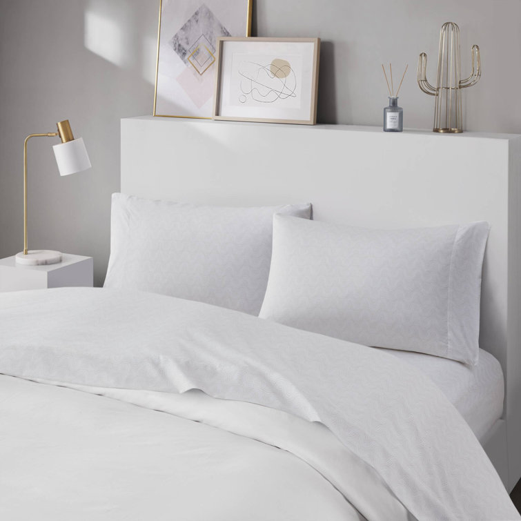 Twin Beige Dotted Arches Organic Cotton Microfiber Sheet Set
