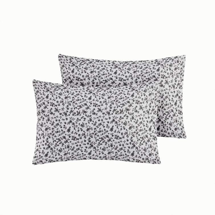 Twin Black Floral Microfiber Sheet Set