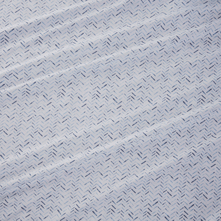 Queen Blue Stripe Cotton Percale Sheet Set