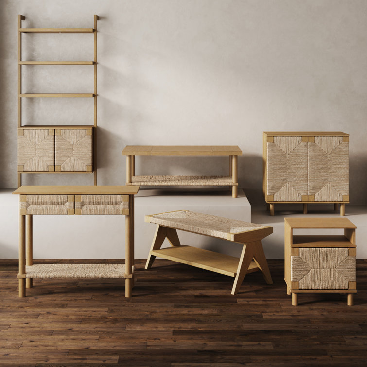 Beacon Light Brown Seagrass Bench with Storage
