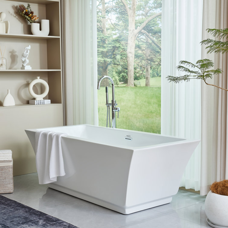 Orion 59'' White Acrylic Freestanding Soaking Bathtub