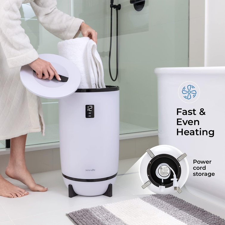 SereneLife White Electric Towel Warmer with Timer