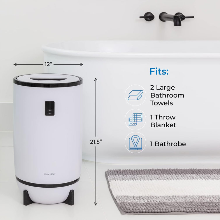 SereneLife White Electric Towel Warmer with Timer