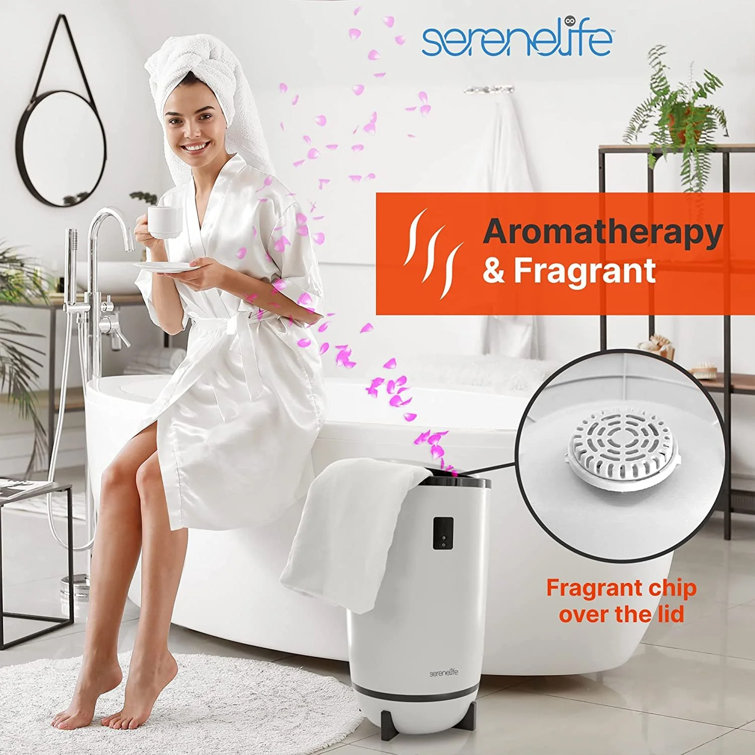 SereneLife White Electric Towel Warmer with Timer