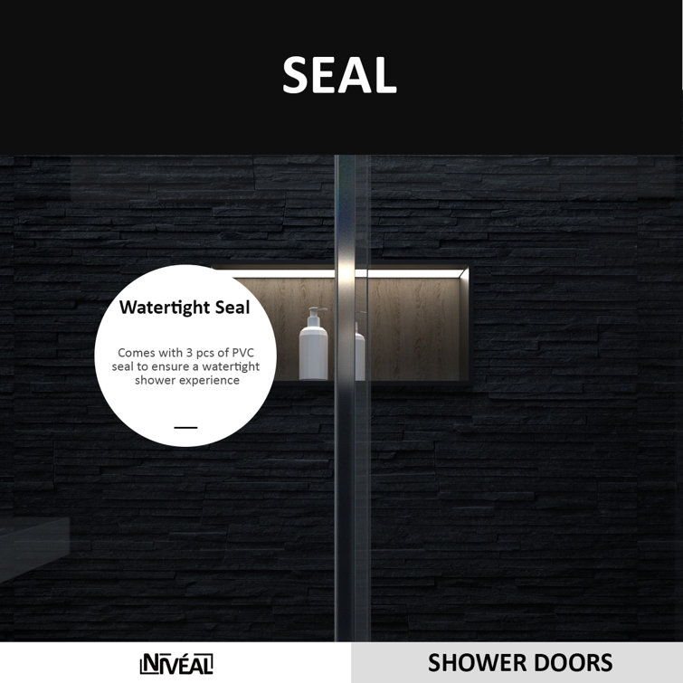 Matte Black Semi-Frameless Sliding Tub Door with Clear Tempered Glass