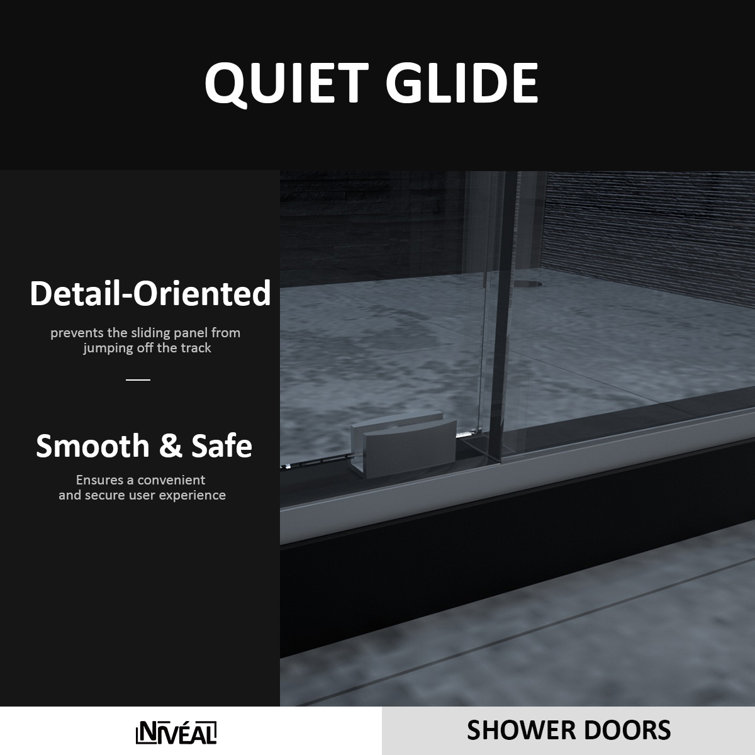 60'' Silver Semi-Frameless Sliding Shower Door with Clear Tempered Glass