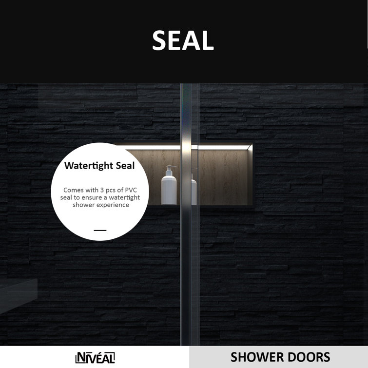 60'' Silver Semi-Frameless Sliding Shower Door with Clear Tempered Glass