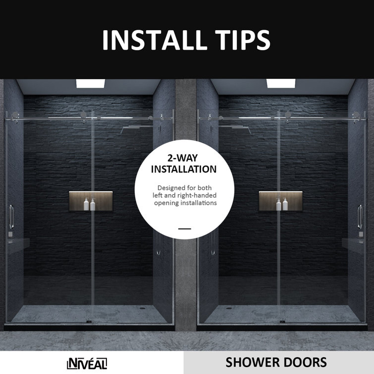 60'' Silver Semi-Frameless Sliding Shower Door with Clear Tempered Glass