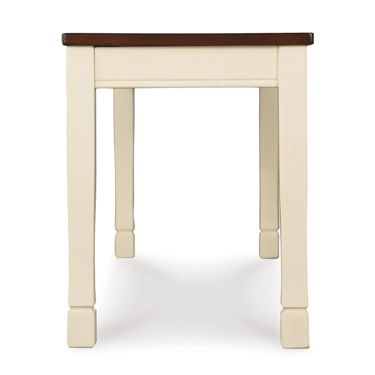 Brown and White Transitional Wood Dining Bench