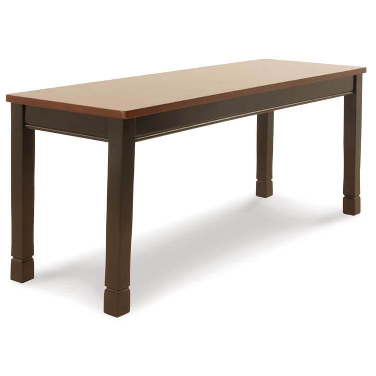 Transitional Black and Brown Wood Dining Bench