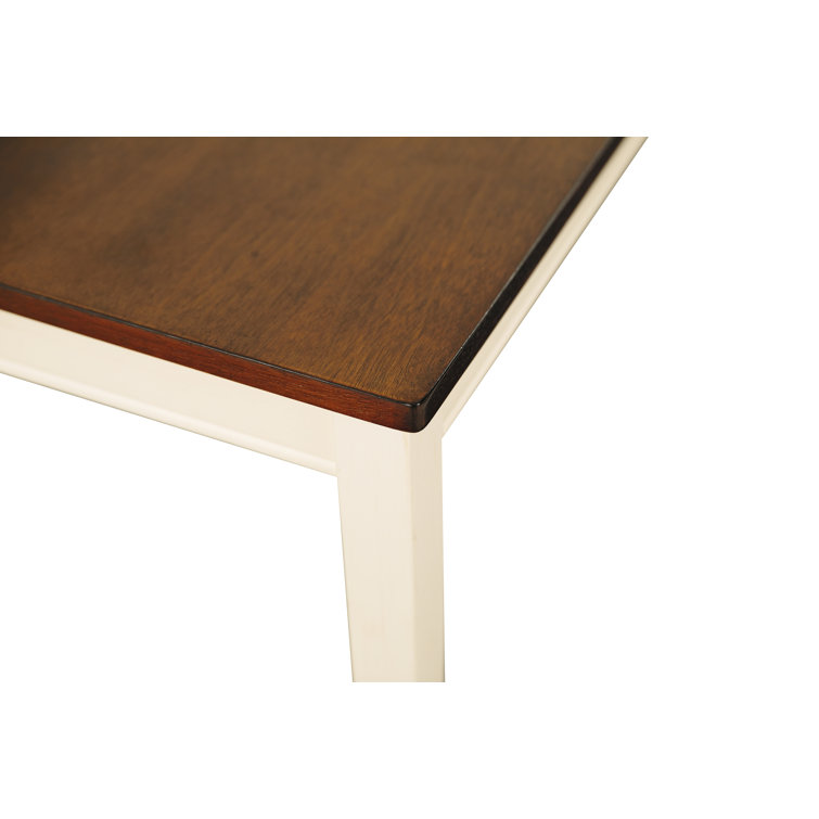 Brown and White Transitional Wood Dining Bench