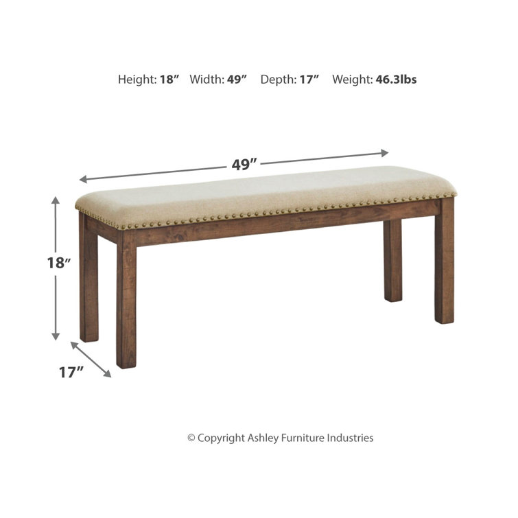 Nutmeg Brown Upholstered Bench with Nailhead Trim