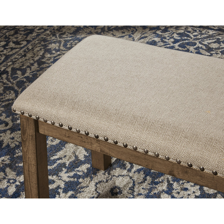 Nutmeg Brown Upholstered Bench with Nailhead Trim