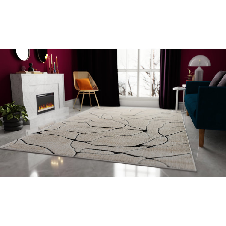 96" Round Tan Synthetic Stain-Resistant Area Rug