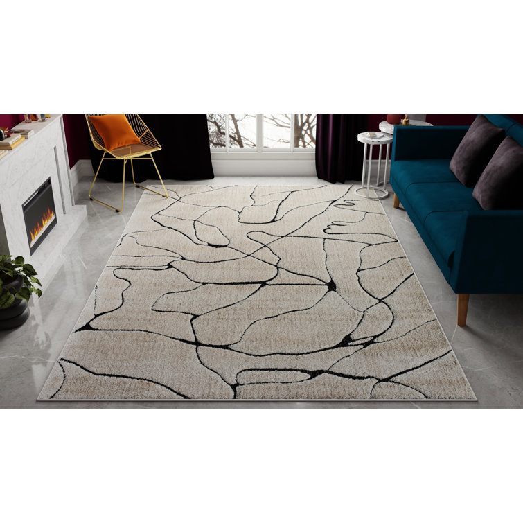 96" Round Tan Synthetic Stain-Resistant Area Rug