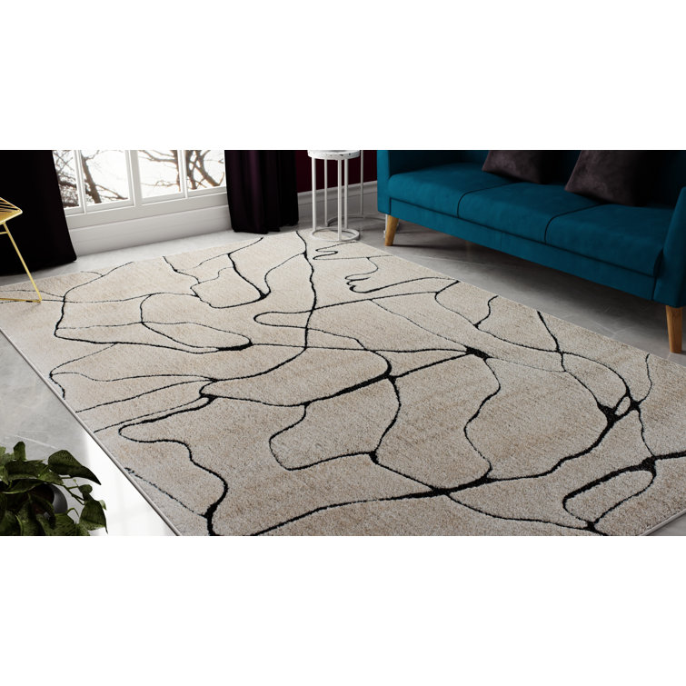 96" Round Tan Synthetic Stain-Resistant Area Rug