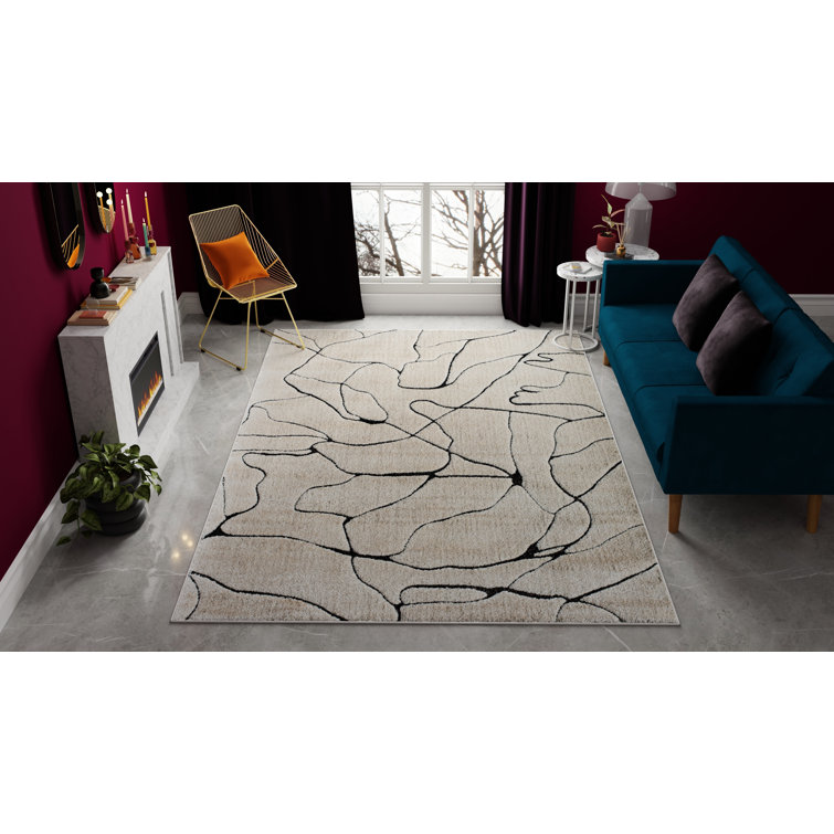 96" Round Tan Synthetic Stain-Resistant Area Rug