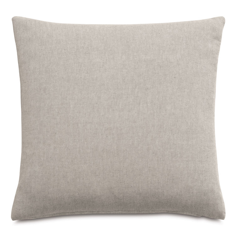 Beige and Blue Cotton Blend Square Throw Pillow with Insert