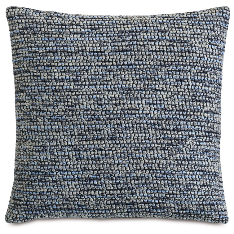 Blue and Gray Textured Polyester Square Lumbar Pillow