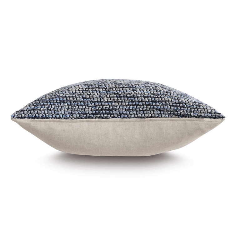 Blue and Gray Textured Polyester Square Lumbar Pillow
