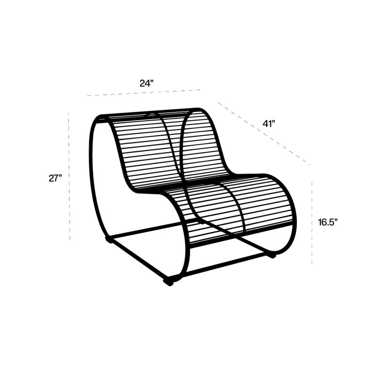Black Weather-Resistant Wire Loop Lounge Chair