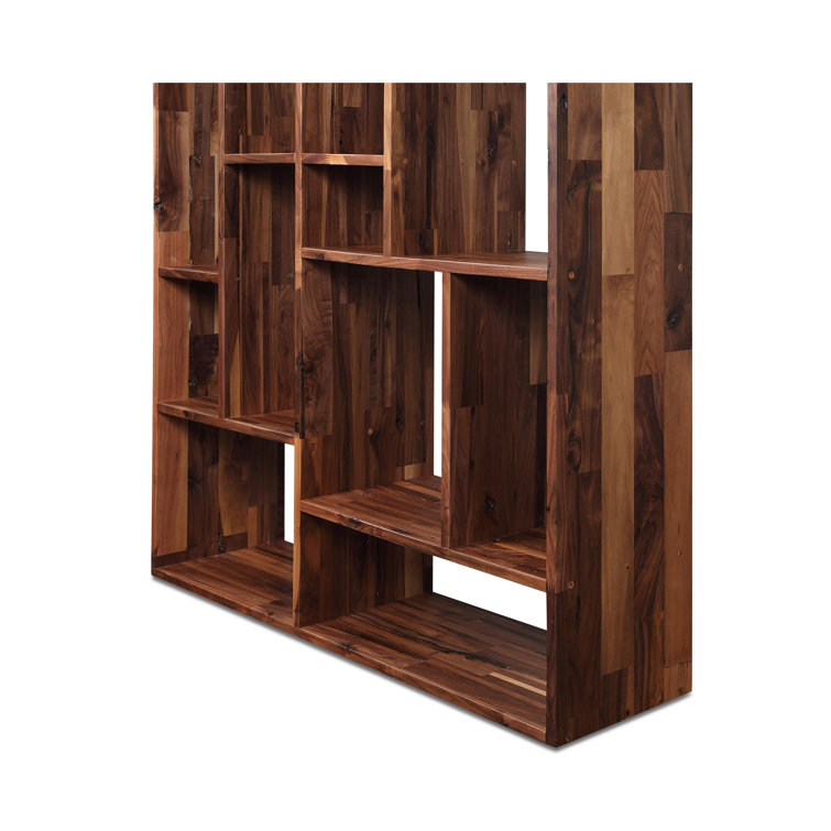 Brown Solid Wood Geometric Cube Bookcase