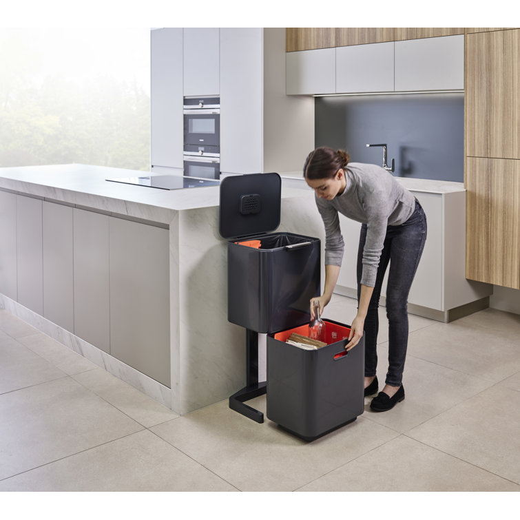 Graphite Dual Compartment Kitchen Trash and Recycling Bin