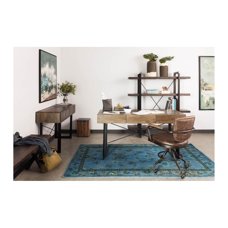Industrial Spider Base Brown Genuine Leather Office Chair