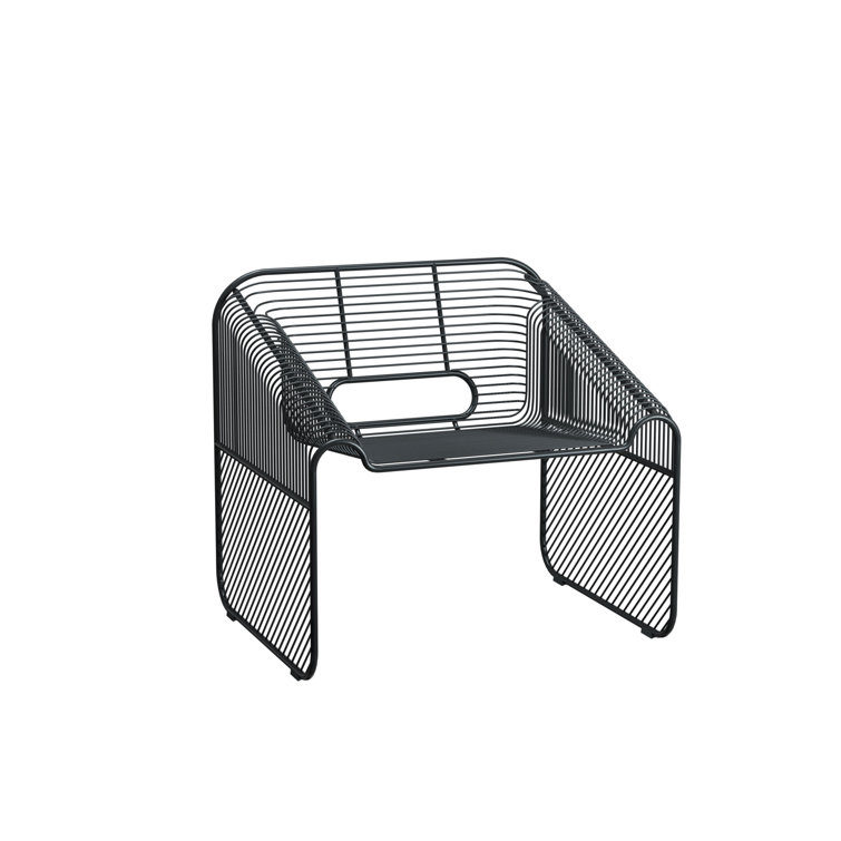 Eco-Friendly Geometric Galvanized Iron Lounge Chair in Black