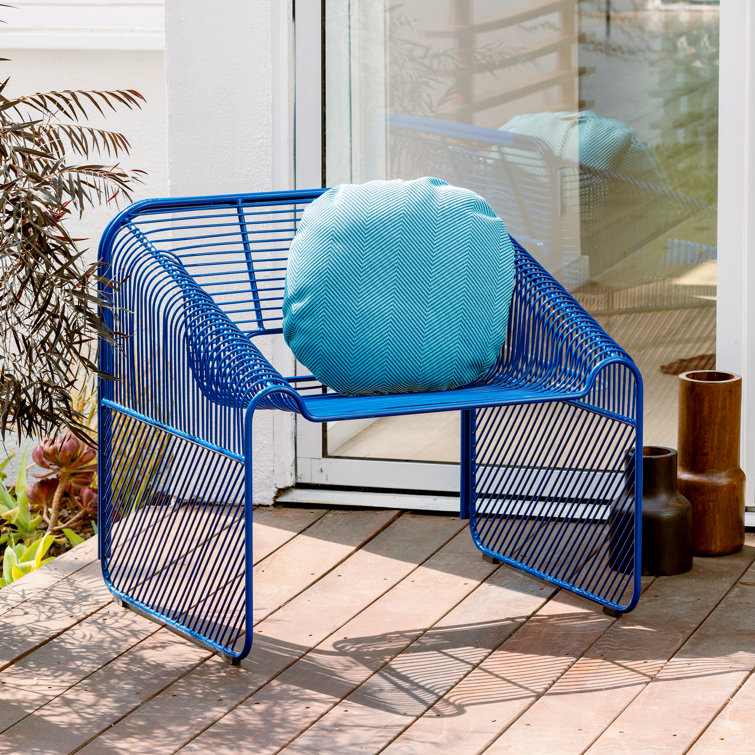 Electric Blue Metal Outdoor Lounge Chair