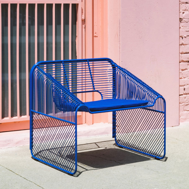 Electric Blue Metal Outdoor Lounge Chair