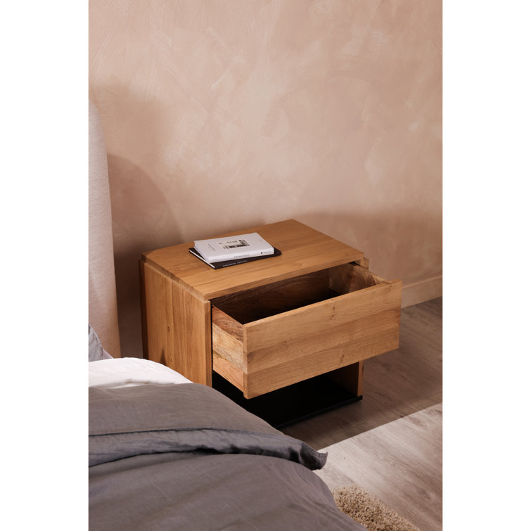 Calypso Solid Oak 1-Drawer Nightstand in Natural Finish